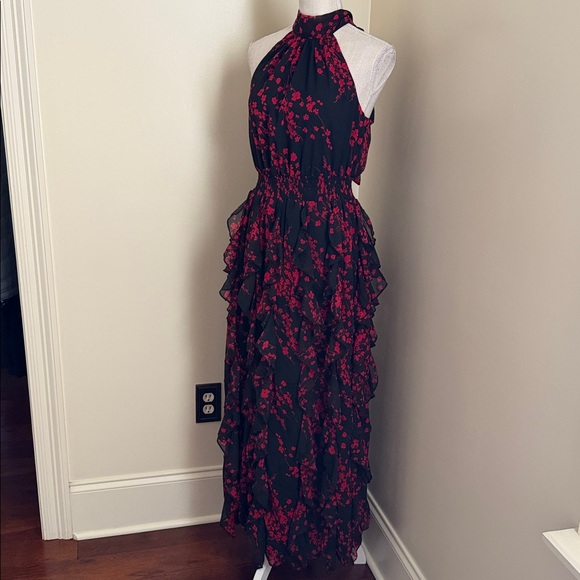MSK Black and Red Floral Ruffle Maxi Dress - Picture 9 of 16